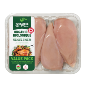 Organic boneless skinless chicken breasts, tray pack fresh, now frozen, 1.8kg/tray (6/case)